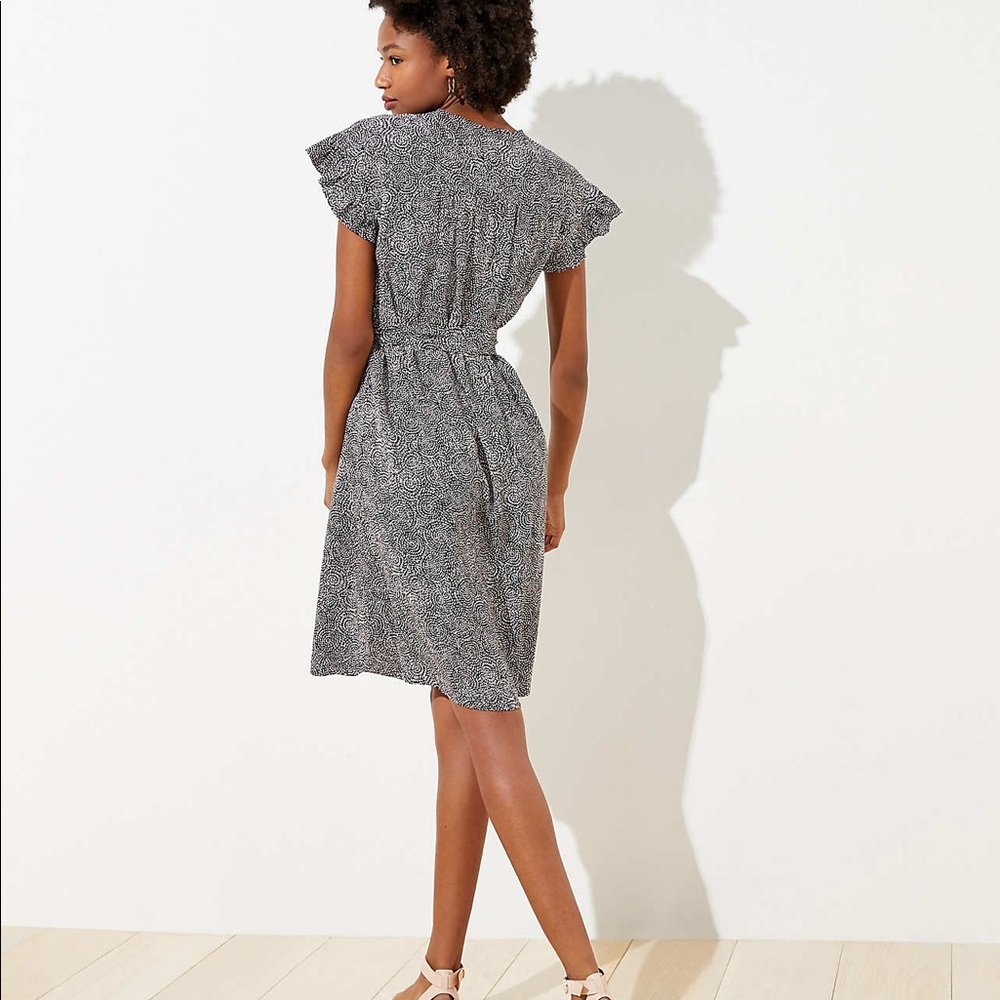 Brand New Loft Swirled Ruffle Tie Waist Shirtdress